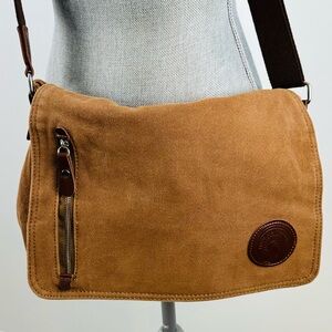 Augur Men’s Unisex Tan Canvas Messenger Bag Crossbody Satchel Casual Travel